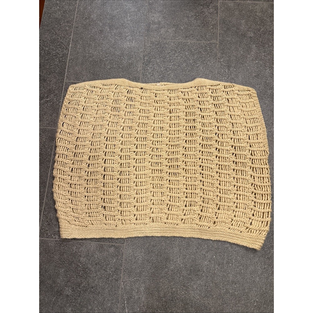 Easel Vest  Granny Core Crochet Off White Boho Large Wool Blend
